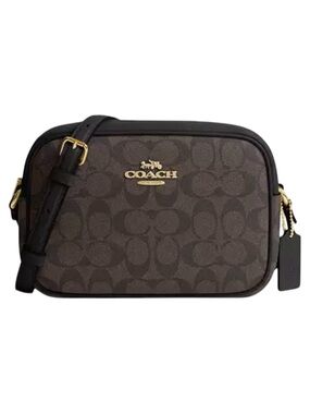 COACH Jamie Camera Crossbody Bag, Brown Signature Coated Canvas Bag
